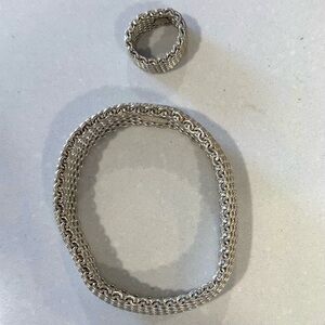 Tiffany & Co. Mesh Sterling Silver Bracelet and Ring Set